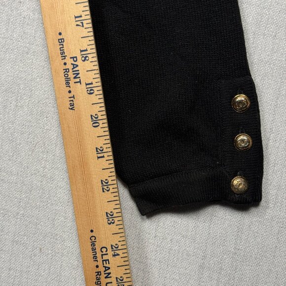 VTG CHANEL Cashmere Cardigan Black Gold Button Front Pocket Sweater Chest 35" - Picture 12 of 13
